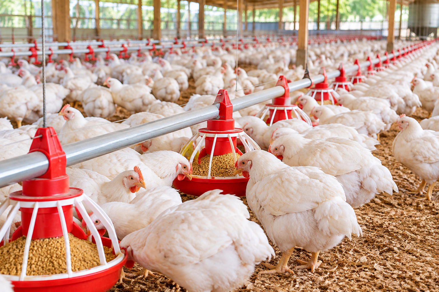 Illustrative poultry flock on a farm